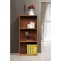 35.67 in. Cherry Wood 3-shelf Standard Bookcase with Storage - Image 5