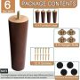 6 Inches Round Solid Wood Furniture Legs Set of 4 Brown Wooden Replacement Feet - Image 3