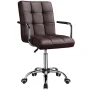Alden Design Modern Faux Leather Adjustable Swivel Office Chair with Wheels, Espresso - Image 1
