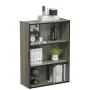 31.5 in. French Oak Gray Wood 3-shelf Standard Bookcase with Storage - Image 5