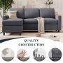 Walsunny 73.6" Convertible Sectional Sofa Couch, L-Shaped 3-Seat Sofa Couch with Reversible Chaise for Small Space,Dark Gray - Image 5