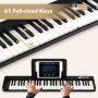 61-Key Folding Piano Keyboard with Full Size Keys and Music Stand - Image 6