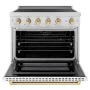 ZLINE - 36 in. Wide 5 Elements Autograph 5.2 cu. ft. Paramount Freestanding Induction Range with Gold Accents with White Door - Matte White - Image 2