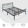 Renwick Skylar Cloud-Inspired Design Metal Bed, Full, Black - Image 3