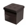 Lavish Home 15-inch Folding Tufted Faux Leather Storage Ottoman with Pocket (Brown) - Image 2