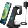 Wireless Charging Stand, 2021 Earteana Upgraded 3 in 1 Charging Station, Qi-Certified 15W Fast Wireless Charger Dock Compatible with iPhone 13/11 Series, AirPods, Apple Watch SE/6/5/4/3/2(Black) - Image 3