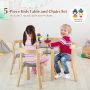 5-Piece Kids Wooden Curved Back Activity Table and Chair Set with Toy Bricks - Image 6