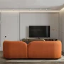 Bodur Japandi Style Luxury Modern Orange Boucle Fabric Curvy Arm Couch - Image 4