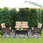 Costway Rattan Outdoor Sofa with Brown Cushions and Steel Frame - Image 3