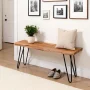 Hairpin 36 in. Brown Natural Live Edge Wood with Metal Dining Bench - Image 4