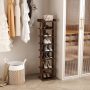 HOMEFORT 7-Tier Wood Shoe Rack, Entryway Shoe Tower,Vertical Shoe Organizer, Wooden Shoe Storage Stand, Rustic Brown - Image 6