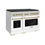 ZLINE - 48 in. Wide 8 Burner Autograph Paramount Dual Fuel Freestanding Range with White and Bronze Accents - White - Image 3