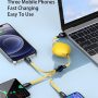 Multi USB Retractable Charging Cable 3 in1 Fast Charger Cord Connector with/Type C/Micro USB/Lightning (White) - Image 2