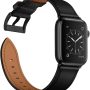 OUHENG Leather Bands Compatible with Apple Watch Band 49mm/46mm/45mm/44mm/42mm(series 3 2 1), A-Black/Black - Image 3