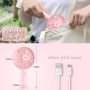 Gasince Handheld Fan Mini Fan,Small Personal Portable Fan, USB Desk Fan,Rechargeable Eyelash Fan for Makeup,8-13hours Operated Small Makeup Eyelash Fan for Women Girls Outdoor and Indoor (Pink) - Image 3