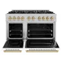 ZLINE - 48 in. Wide 8 Burner Autograph Classic Dual Fuel Freestanding Range with White and Bronze Accents - White - Image 2