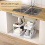 danpinera Storage Cart on Wheels, 3 Tier Slim Laundry Cart with Wheels Bathroom Cart Organizer with Hanging Cups Hooks Dividers Handle Mobile Rolling Art Cart for Bathroom Kitchen Narrow Places, White - Image 5
