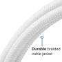 Best Buy essentials™ - 4’ Lightning to USB Braided Charge-and-Sync Cable - White - Image 3