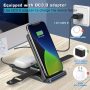 Wireless Charger, 3 in 1 15W Fast Charging Dock Stand for iPhone 14/13/12/11/Pro Max/XS/XR/X/8 Plus/8, Compatible with Apple Watch Series and AirPods 3/2/Pro (Black) - Image 2
