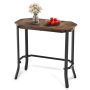 Narrow End Table with Rustic Wood Grain and Stable Steel Frame - Image 3