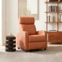 Alden Design Faux Leather Push Back Theater Recliner Chair with Footrest, Tan - Image 3