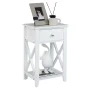 Costway Nightstand Sofa Side End Table with Drawer & Shelf Bedroom Furniture White - Image 1