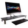 Monoprice Large Multimedia Desktop Stand - Black Glass (30.8 x 11in) Stand & Riser, Desktop TV Stand, Dual Monitors w/ Height Adjustable Legs - Image 2