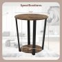 2-Tier Round End Table with Storage Shelf and Metal Frame - Image 4