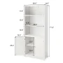 Costway Bookcase Shelving Storage Wooden Cabinet Unit with Adjustable Shelves and Bottom Doors White 29in x 14in x 72in HW61830 - Image 6