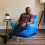 Big Joe Dorm Bean Bag Chair with Drink Holder and Pocket for Teens and Kids, Two Tone Blue, Durable Easy-Clean Polyester Nylon Blend, 3 foot Gaming and Reading Nook Seat, Refillable - Image 3