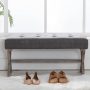 chairus PU Leather Upholstered Entryway Bench, 36 inch Bedroom Bench Seat with X-Shaped Wood Legs for Living Room, Foyer or Hallway - Gray - Image 3