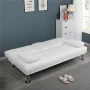 Renwick LuxuryGoods Modern Faux Leather Futon with Cupholders and Pillows, White - Image 3