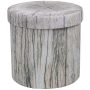Sorbus Foldable Storage Ottoman with Lid – Collapsible Footstool, Toy Box, Storage Chest, Hassock – Tree Stump Design (Grey) - Image 1