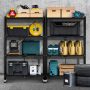 COOKCOK 4-Tier Storage Shelving Unit, Metal Shelf, Foldable Storage Shelf with Wheels, 27.9"x13.4"x49.72" Garage Shelf, Metal Storage Rack, Kitchen Shelf with 4 Hooks, No Assemble Require - Image 4