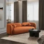 Bodur Japandi Style Luxury Modern Orange Boucle Fabric Curvy Arm Couch - Image 3
