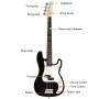 Costway Black Full Size 4 String Electric Bass Guitar with Strap Guitar Bag Amp Cord - Image 4