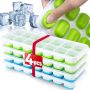 Ice Cube Tray, 4 Pack Silicone Ice Tray, 14 Ice Cube Molds with Lids, Stackable - Image 3