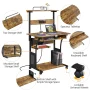 Alden Design 3 Tiers Computer Desk with Charging Station Printer Shelf for Home Office, Rustic Brown - Image 6