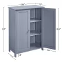 Alden Design Free Standing Storage Cabinet with Doors and Adjustable Shelves, Gray - Image 4