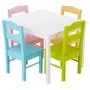 Costway 5 Piece Kids Wood Table Chair Set Activity Toddler Playroom Furniture Colorful - Image 1