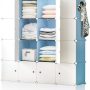 YOZO Cube Storage Organzier Portable Closet Wardrobe Bedroom Dresser (56x14x56 inches) Portable Closet Cube Shelf Armoire Pantry Cabinet, 16 Cubes, Blue - Image 6