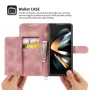 Dteck Wallet Phone Case for Samsung Galaxy Z Fold 4, Galaxy Z Fold4 Case with Card Slots Wrist Lanyard Shoulder Strap, Embossed PU Leather Shockproof Folio Flip Stand Case for Samsung Z Fold4 5G,Pink - Image 3