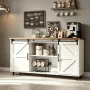 Catrimown Farmhouse Coffee Bar Cabinet, 58'' Kitchen Buffet Sideboard Storage Cabinet with Adjustable Shelves, White - Image 2
