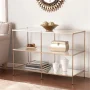 SEI Furniture Knox Glass Top Console Table in Gold - Image 1