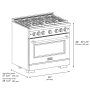 ZLINE - 36 in. Wide 6 Burner 5.2 cu. ft. Autograph Paramount Dual Fuel Freestanding Range w/ DuoPro Cooktop & Gold Accents - Black Stainless Steel - Image 4