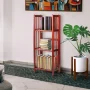 38 in. Mahogany Wood 3-shelf Folding Etagere Bookcase - Image 4