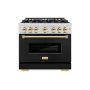 ZLINE - 36 in. Wide 6 Burner 5.2 cu. ft. Autograph Classic Dual Fuel Freestanding Range with Gold Accents - White - Image 1