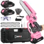 YAHHU 6 inch Lovely Pink Mini Chainsaw, Portable Handheld Electric Cordless Chainsaw,21V Battery,New - Image 1