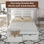 Full Bed Frame with 2 Drawers, UHOMEPRO Pine Wood Platform Bed Frame Storage Bed for Bedroom, Modern Full Size Bed Frame with Headboard, Wood Slats Support, No Box Spring Needed, White - Image 5