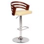 Adele 25-32 in. Cream/Chrome Low Back Metal Adjustable Height Swivel Bar Stool with Faux Leather Seat - Image 5